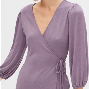Gap softspun blouson sleeve wrap top size M
